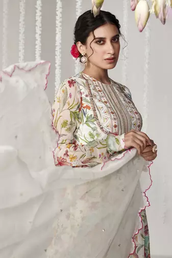 Bagicha white anarkali set of 3