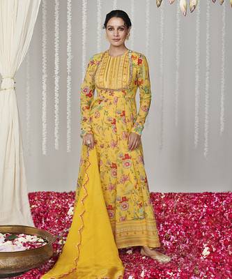 Bagicha yellow anarkali set of 3 1