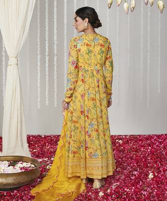 Bagicha yellow anarkali set of 3 4