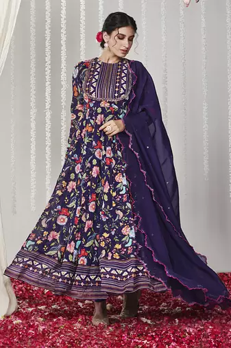 Bagicha purple anarkali set of 3