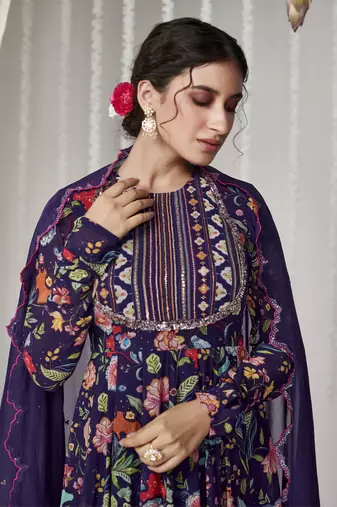 Bagicha purple anarkali set of 3