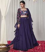 Bagicha Purple Solid Lehenga Set Of 3