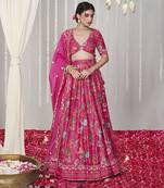 Bagicha Hot Pink Lehenga Set Of 3