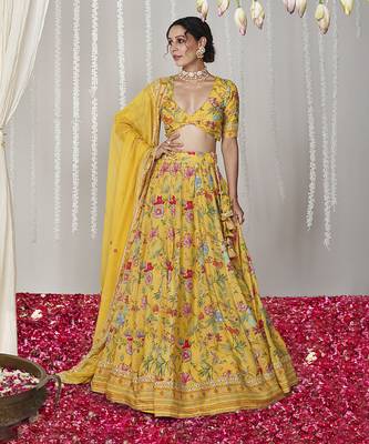 Bagicha Yellow Lehenga Set Of 3 1