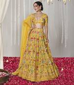 Bagicha Yellow Lehenga Set Of 3