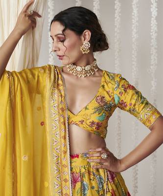 Bagicha Yellow Lehenga Set Of 3 2