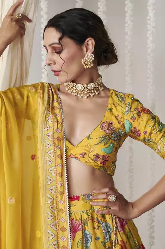 Bagicha Yellow Lehenga Set Of 3