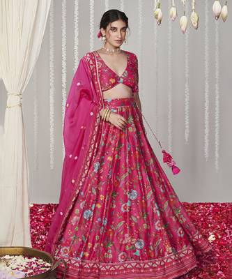 Bagicha Hot Pink Lehenga Set Of 3 3