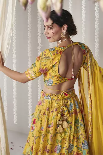 Bagicha Yellow Lehenga Set Of 3