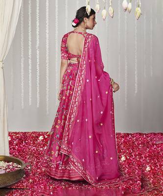 Bagicha Hot Pink Lehenga Set Of 3 4