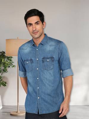 Men's denim casual shirt | double pocket shirt 1