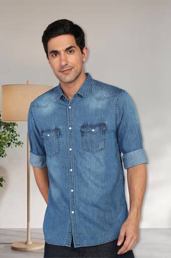 Men's denim casual shirt | double pocket shirt
