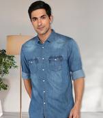 Men's denim casual shirt | double pocket shirt
