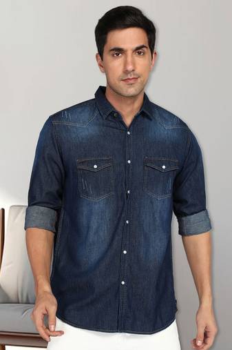 Men's denim casual shirt | double pocket shirt