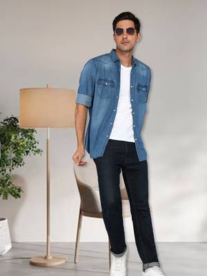 Men's denim casual shirt | double pocket shirt 3