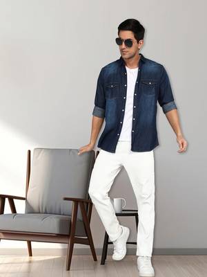 Men's denim casual shirt | double pocket shirt 3