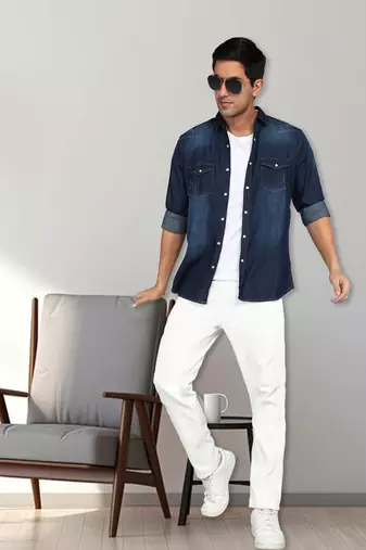 Men's denim casual shirt | double pocket shirt