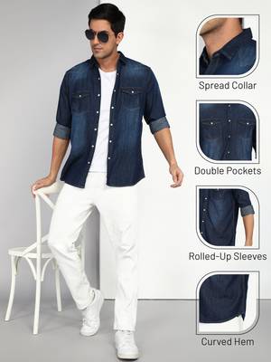 Men's denim casual shirt | double pocket shirt 5