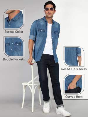 Men's denim casual shirt | double pocket shirt 5
