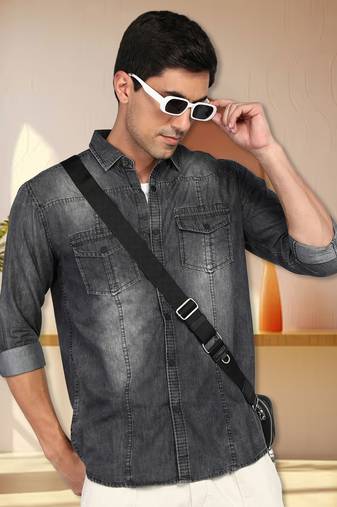 Men's denim casual shirt | double pocket shirt
