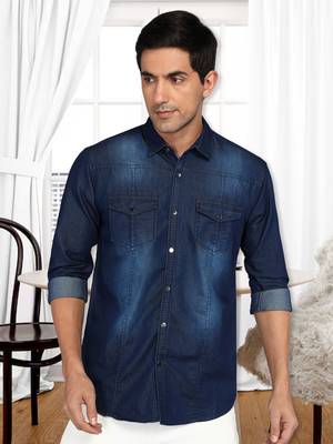 Men's denim casual shirt | double pocket shirt 1