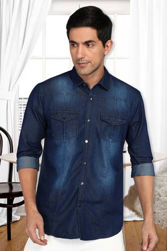 Men's denim casual shirt | double pocket shirt
