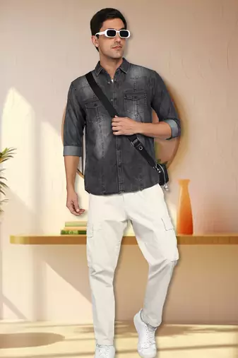 Men's denim casual shirt | double pocket shirt