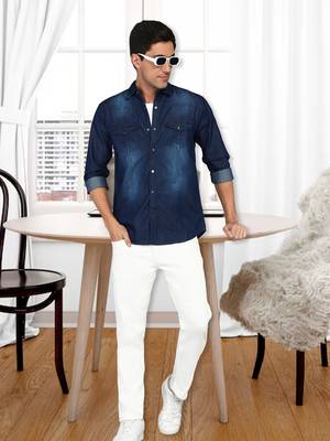 Men's denim casual shirt | double pocket shirt 3