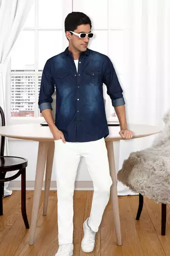Men's denim casual shirt | double pocket shirt
