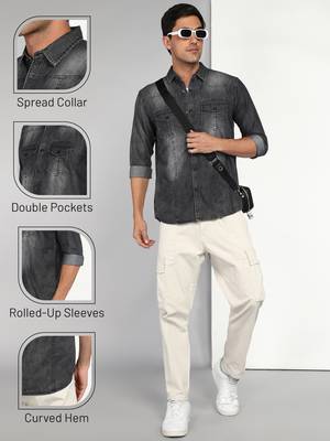 Men's denim casual shirt | double pocket shirt 5
