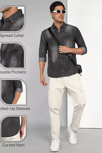 Men's denim casual shirt | double pocket shirt