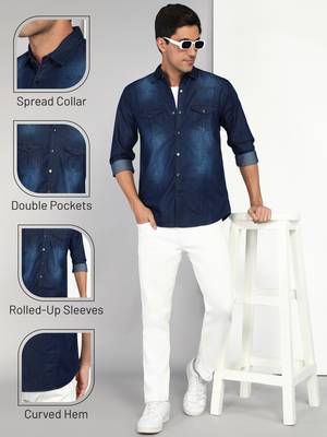 Men's denim casual shirt | double pocket shirt 5