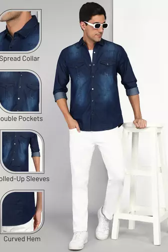 Men's denim casual shirt | double pocket shirt