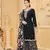Black roman silk embroidered semi-stitched salwar suit