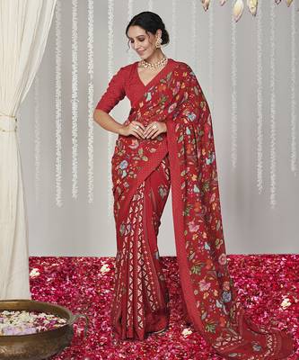 Bagicha red saree set of 2 1