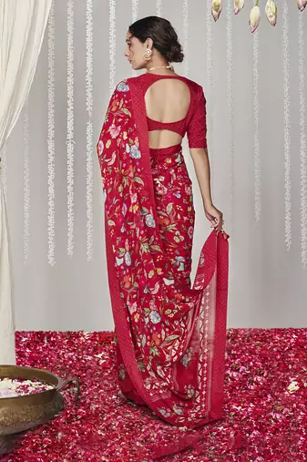 Bagicha red saree set of 2
