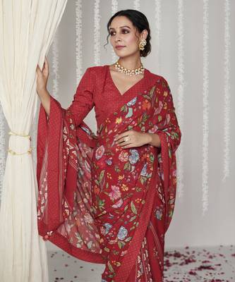 Bagicha red saree set of 2 3