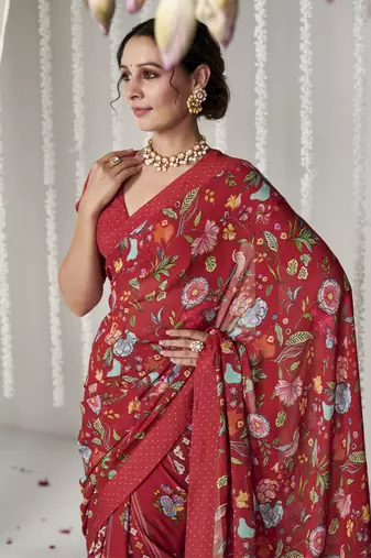 Bagicha red saree set of 2