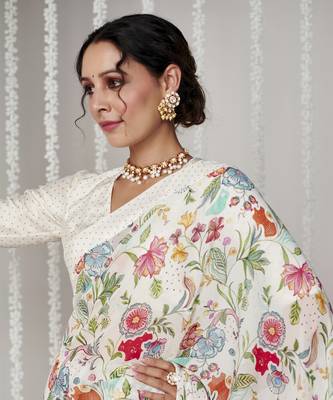 Bagicha white saree set of 2 3