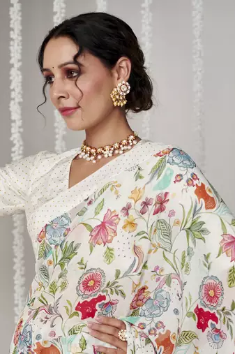 Bagicha white saree set of 2