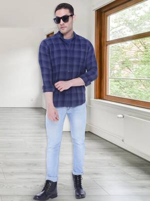 Men's slim fit cotton casual shirt | men's checkered shirt 3