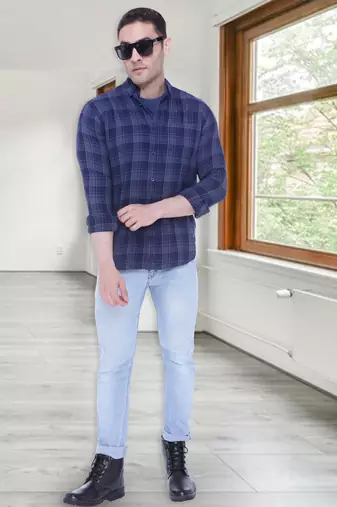 Men's slim fit cotton casual shirt | men's checkered shirt