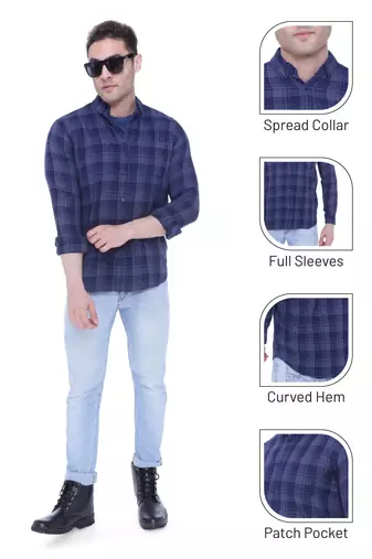 Men's slim fit cotton casual shirt | men's checkered shirt