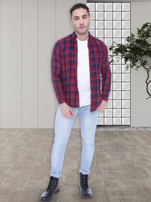 Men's slim fit cotton casual shirt | men's checkered shirt 3