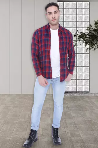 Men's slim fit cotton casual shirt | men's checkered shirt