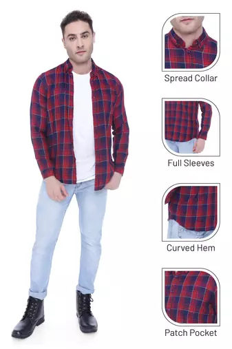 Men's slim fit cotton casual shirt | men's checkered shirt