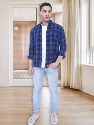 Men's slim fit cotton casual shirt | men's checkered shirt 3