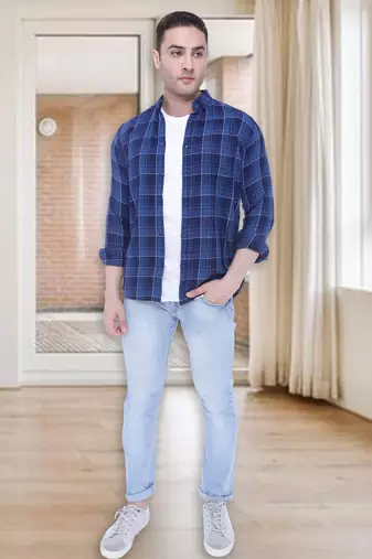 Men's slim fit cotton casual shirt | men's checkered shirt