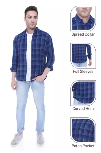 Men's slim fit cotton casual shirt | men's checkered shirt