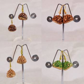 Size-1 inch multi stone stud lakh jhumki combo 2